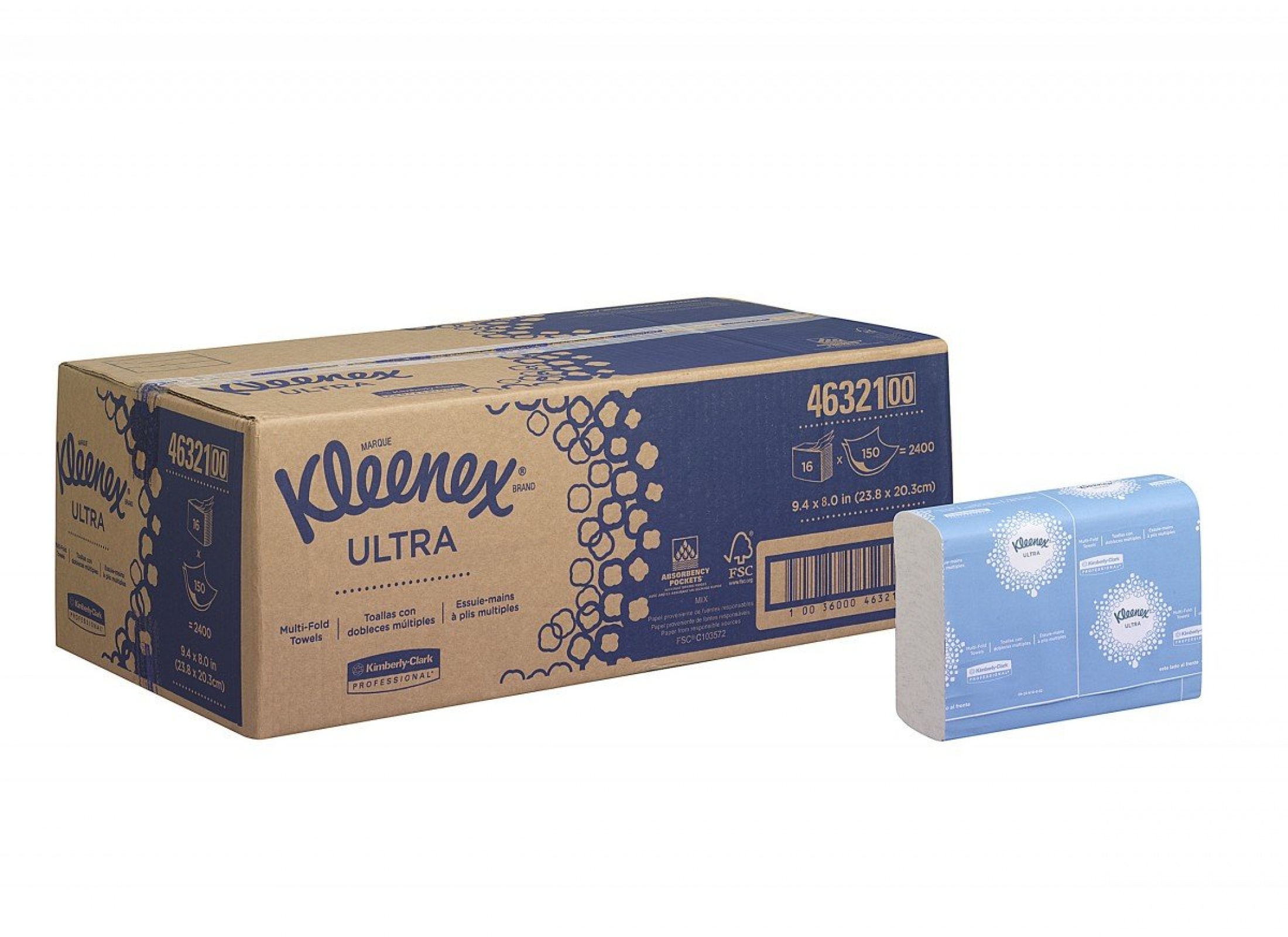 Одноразовые сложенные полотенца для рук KLEENEX Ultra